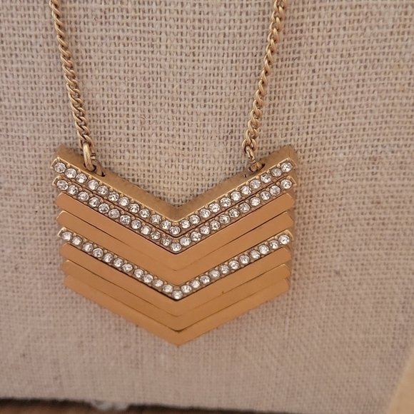 J Crew Goldtone & Crystal Necklace - Picture 1 of 4